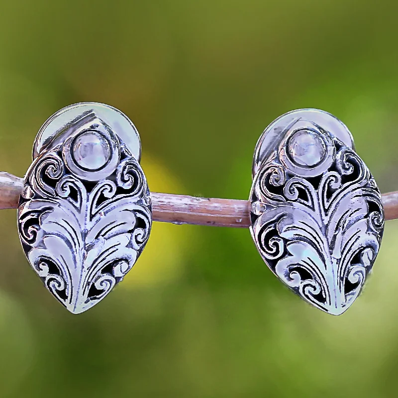 Affordable Luxury Jewelry For Every Occasion Pointed Elegance Sterling Silver Scrolling Leaf Motif Drop Earrings from Bali
