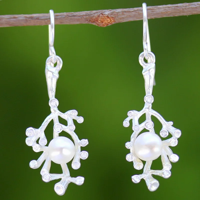 Chic And Stylish Jewelry At Exclusive Prices Princess of the Sea Sterling Silver and Cultured Pearl Dangle Earrings Chic And Stylish Jewelry At Exclusive Prices Princess of the Sea Sterling Silver and Cultured Pearl Dangle Earrings