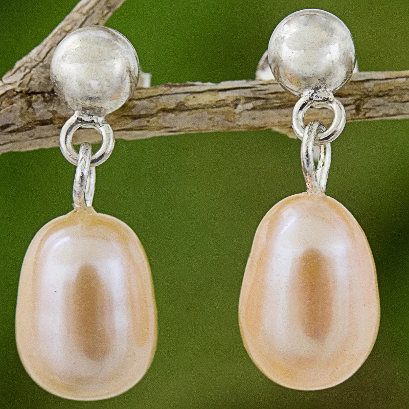 Shop Stylish Jewelry Now And Save Big Romance in Peach Pearl Earrings