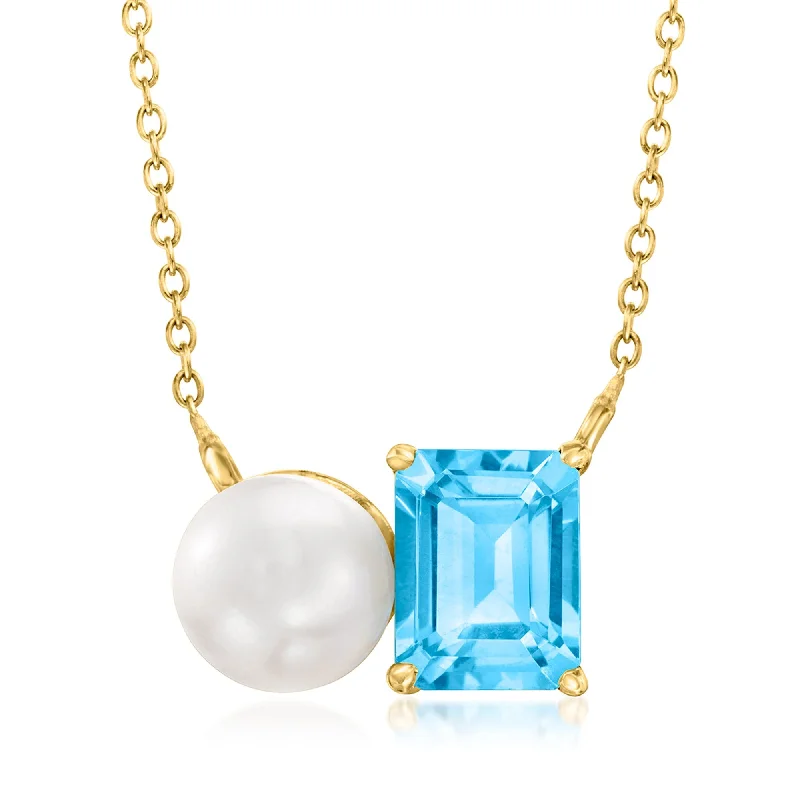 Once-A-Year Jewelry Deals – Shop Before They’Re Gone Ross-Simons 8-8.5mm Cultured Pearl and Swiss Blue Topaz Toi Et Moi Necklace in 18kt Gold Over Sterling Once-A-Year Jewelry Deals – Shop Before They’Re Gone Ross-Simons 8-8.5mm Cultured Pearl and Swiss Blue Topaz Toi Et Moi Necklace in 18kt Gold Over Sterling