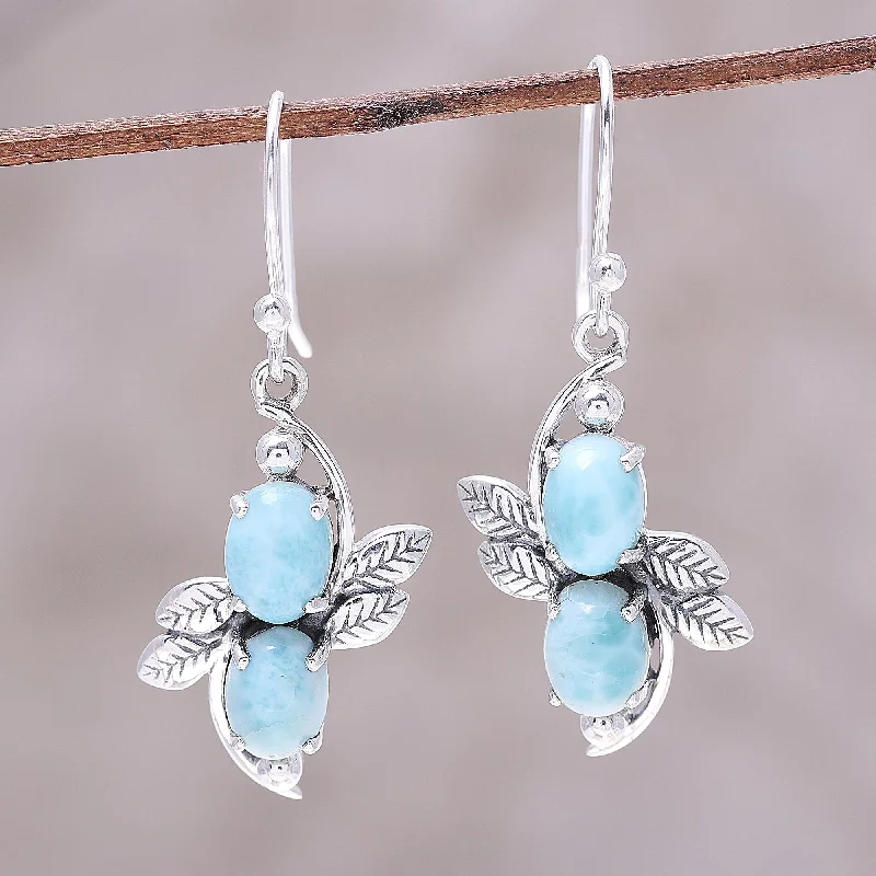 The Perfect Accessory For Less – Jewelry Sale Live Sky Flower Duo Larimar Ovals and Sterling Silver Leaves Dangle Earrings The Perfect Accessory For Less – Jewelry Sale Live Sky Flower Duo Larimar Ovals and Sterling Silver Leaves Dangle Earrings