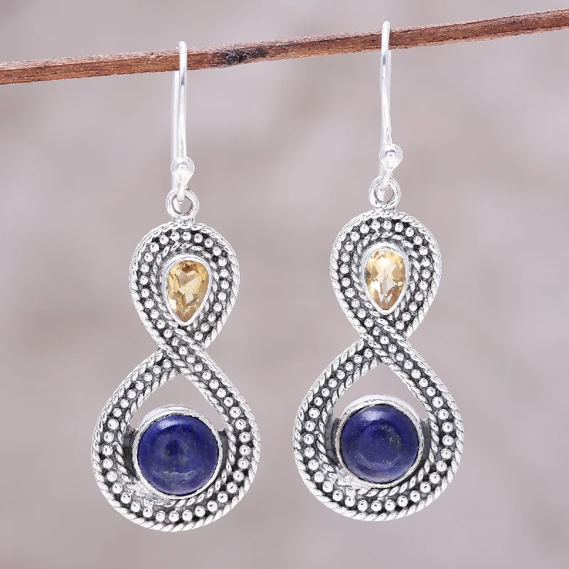 Fashion-Forward Jewelry At Incredible Prices Starlit Sky Citrine and Lapis Lazuli Sterling Silver Dangle Earrings