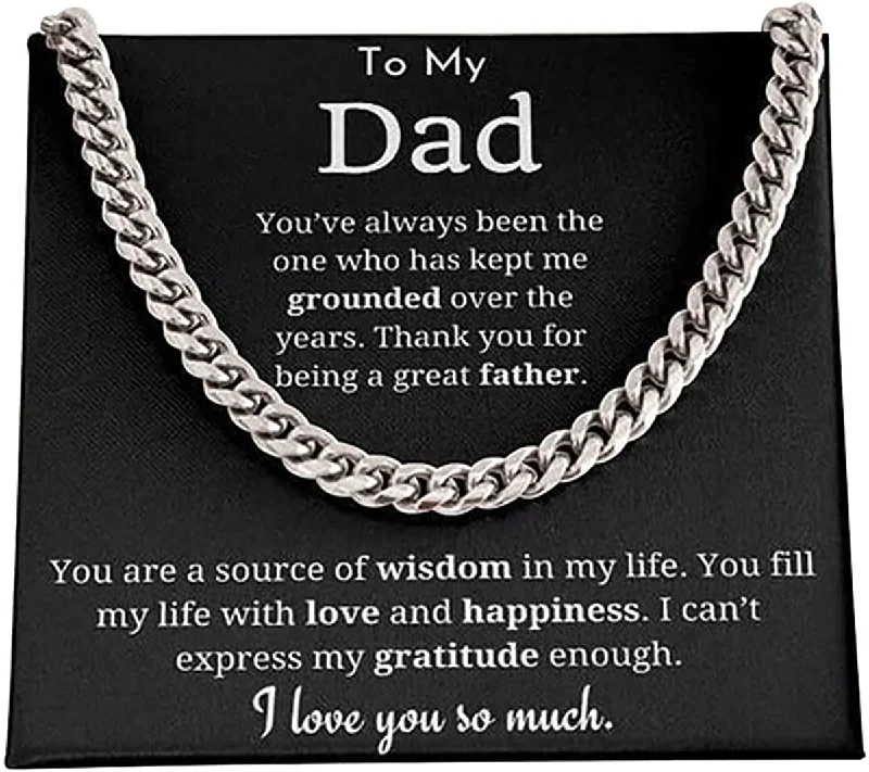 To My Dad Cuban Link Chain Necklace Gifts for Dad from Daughter-Son Cuban Chain Necklace Gift for Dad Birthday s for