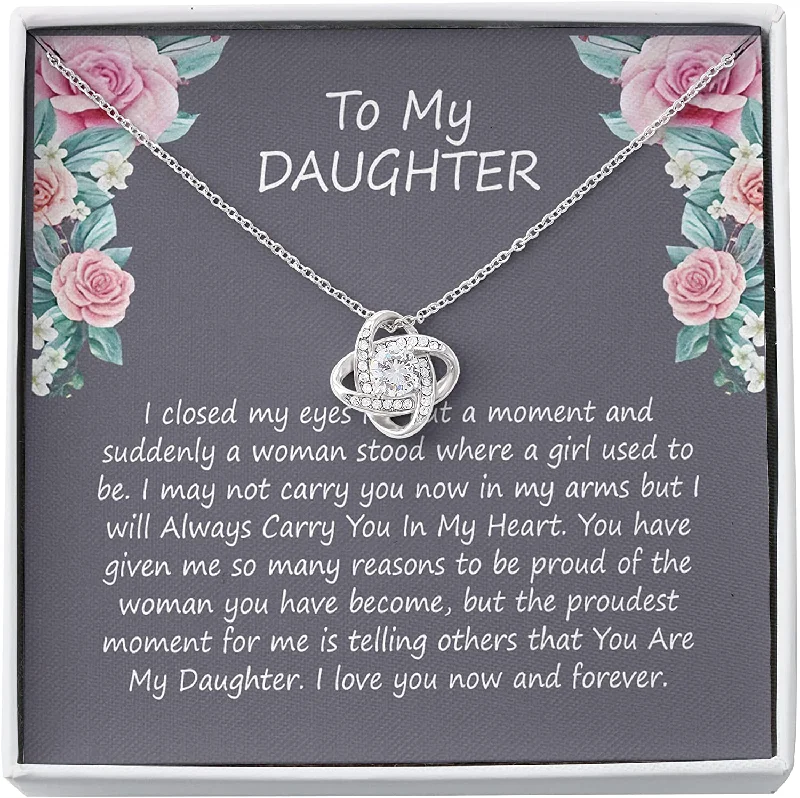 Shop Dazzling Jewelry With Special Promotional Discounts To My Daughter Necklace Gift Love Knot Necklace for Daughter Gift for Daughter Unique Gift Love Knot Gift for