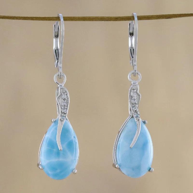 Limited-Time Offer On Elegant Jewelry Pieces Transcendental Sky Larimar Silver Dangle Earrings