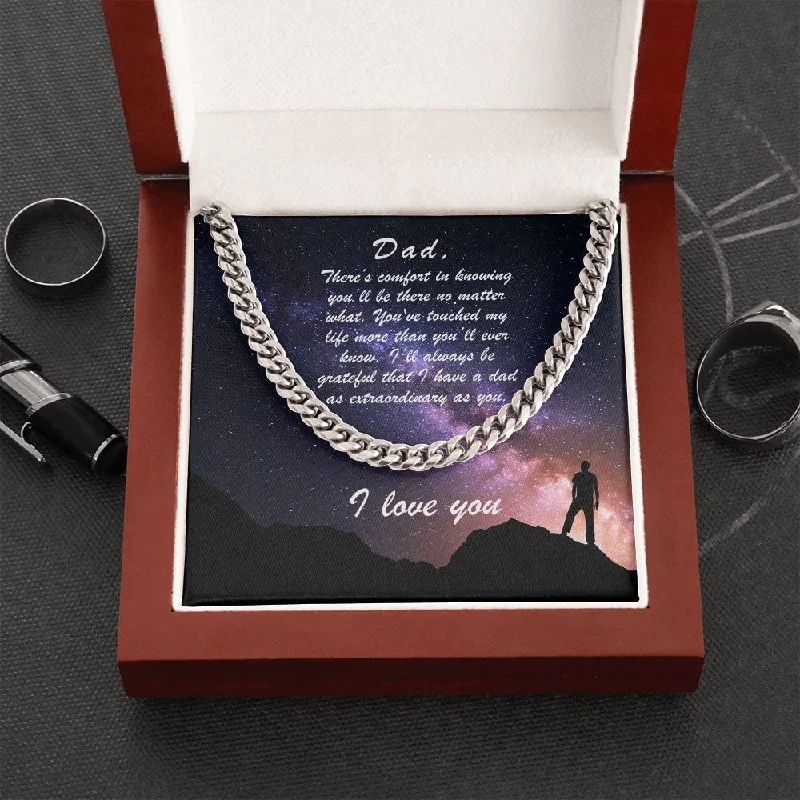 Dad Cuban Chain Link Message Card Necklace For Birthday Father'S Day Valentine'S Day Just Because Dad's Gift