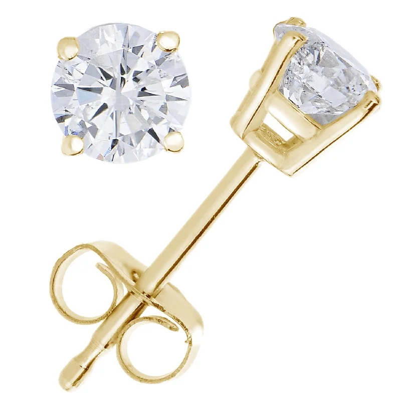 2 cttw Lab Grown Diamond Stud Earrings 14K Gold VS1 Clarity H-I Color Round