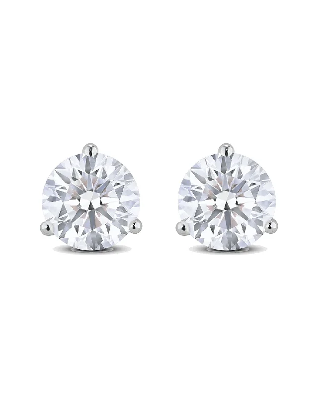 4.00 Carat Tdw Lab-Grown Diamond Three Prong Martini Stud Earrings