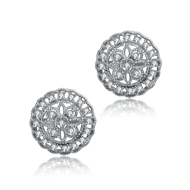 Limited-Time Jewelry Discounts – Shine Without The Splurge GENEVIVE Sterling Silver Cubic Zirconia Floral Stud Earrings