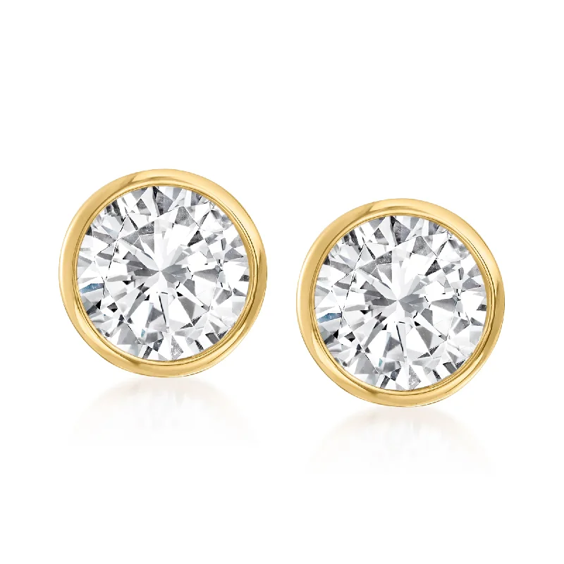 Ross-Simons Bezel-Set CZ Stud Earrings in 14kt Yellow Gold