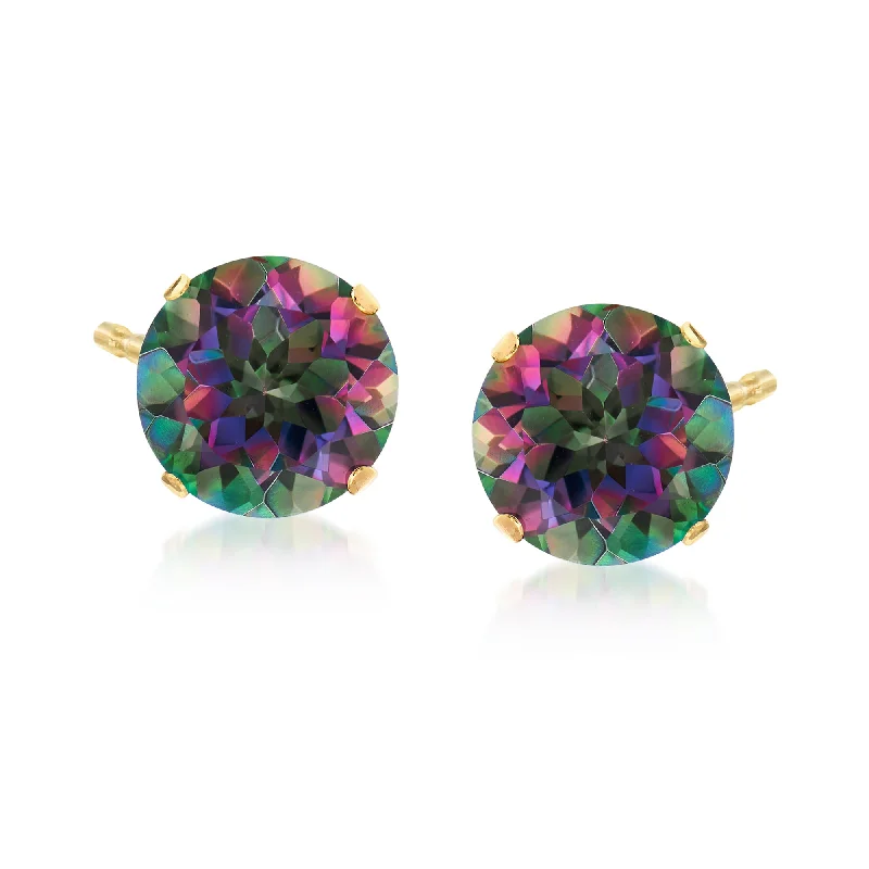 Ross-Simons Mystic Topaz Stud Earrings in 14kt Yellow Gold