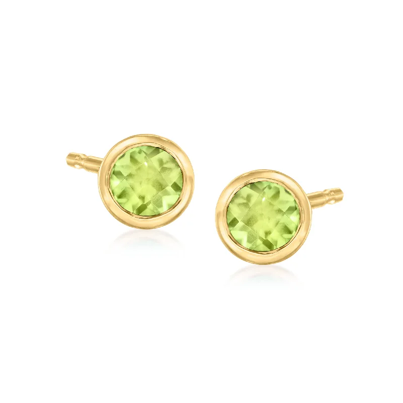 Ross-Simons Peridot Stud Earrings in 14kt Yellow Gold