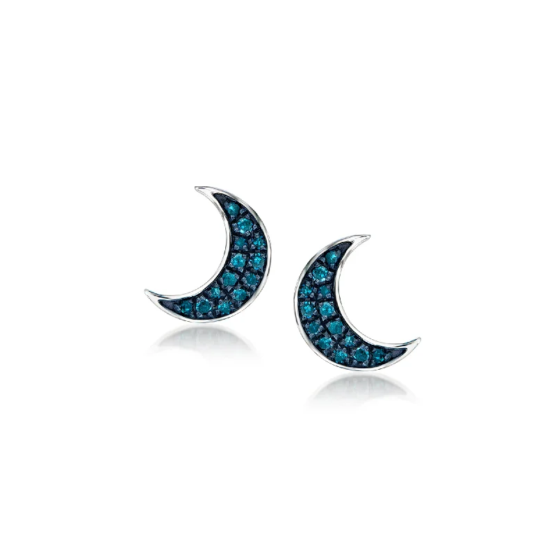 RS Pure by Ross-Simons Blue Diamond Moon Stud Earrings in Sterling Silver