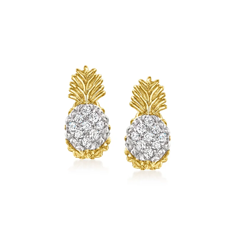 RS Pure by Ross-Simons Diamond Pineapple Stud Earrings in 14kt Yellow Gold