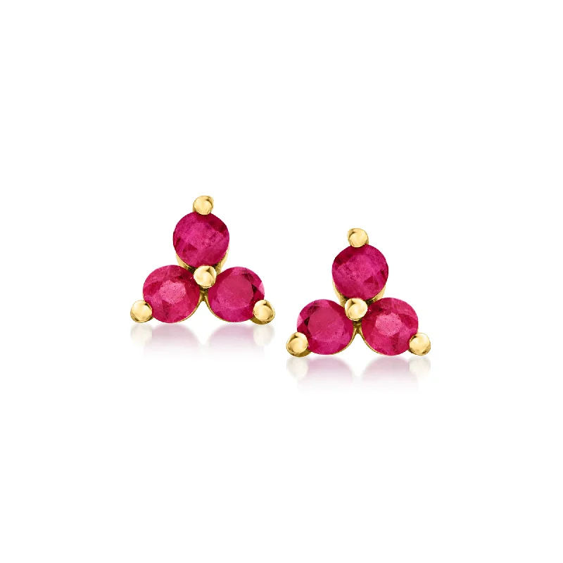 RS Pure by Ross-Simons Ruby Stud Earrings in 14kt Yellow Gold