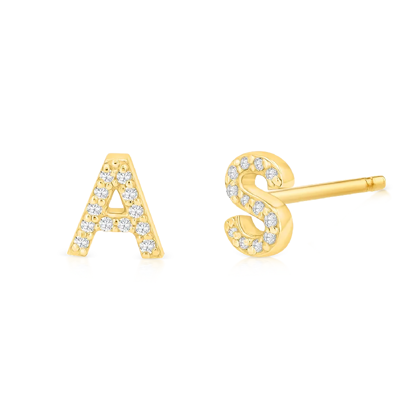 Premium Jewelry Now Available At Special Discounts Diamond Pave Letter Stud Earrings