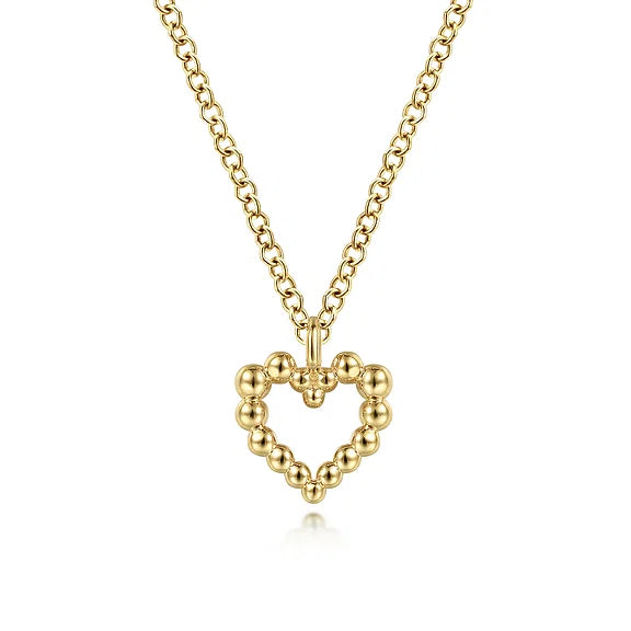 Affordable Luxury Jewelry For Every Occasion Bead Open Heart Pendant Necklace in 14K Yellow Gold Affordable Luxury Jewelry For Every Occasion Bead Open Heart Pendant Necklace in 14K Yellow Gold