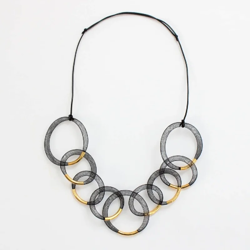 Your Perfect Accessory Now At The Best Price Black and Gold Mesh Statement Necklace