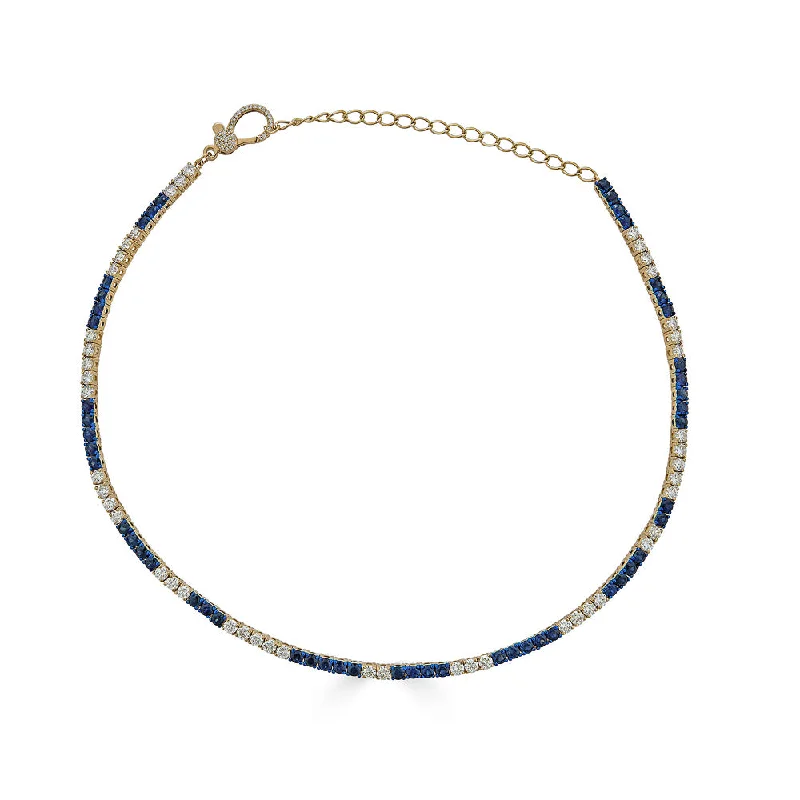 Trending Jewelry Now At Unbeatable Prices Blue Sapphire Diamond Tennis Necklace