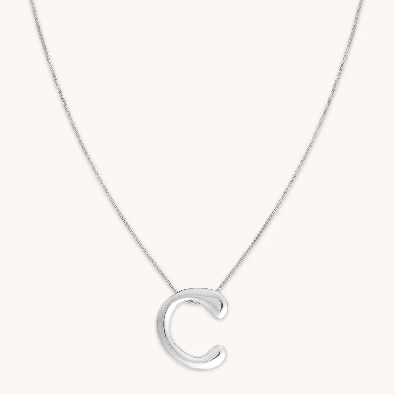 Get The Sparkle You Love At Prices You Adore C Initial Bold Pendant Necklace in Silver