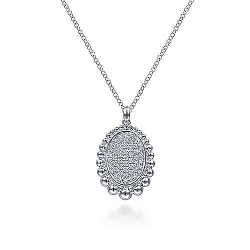 Stunning Statement Jewelry, Unbeatable Discounts Bujukan Pavé Center Bead Frame Pendant Necklace in Sterling Silver