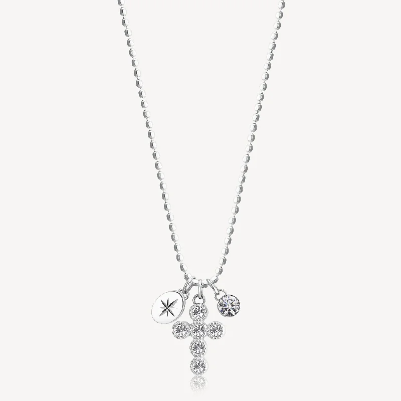 Exclusive Jewelry Sale Event – Shop Now Cross Crystal Charm Necklace in Stainless Steel