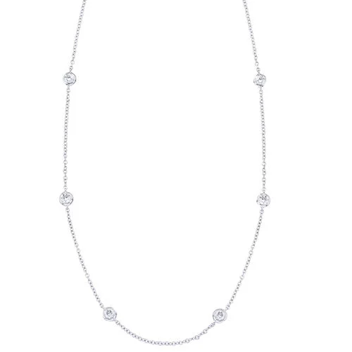 Limited-Time Offer On Elegant Jewelry Pieces Diamond Bezel Station Necklace in 14K White Gold Limited-Time Offer On Elegant Jewelry Pieces Diamond Bezel Station Necklace in 14K White Gold