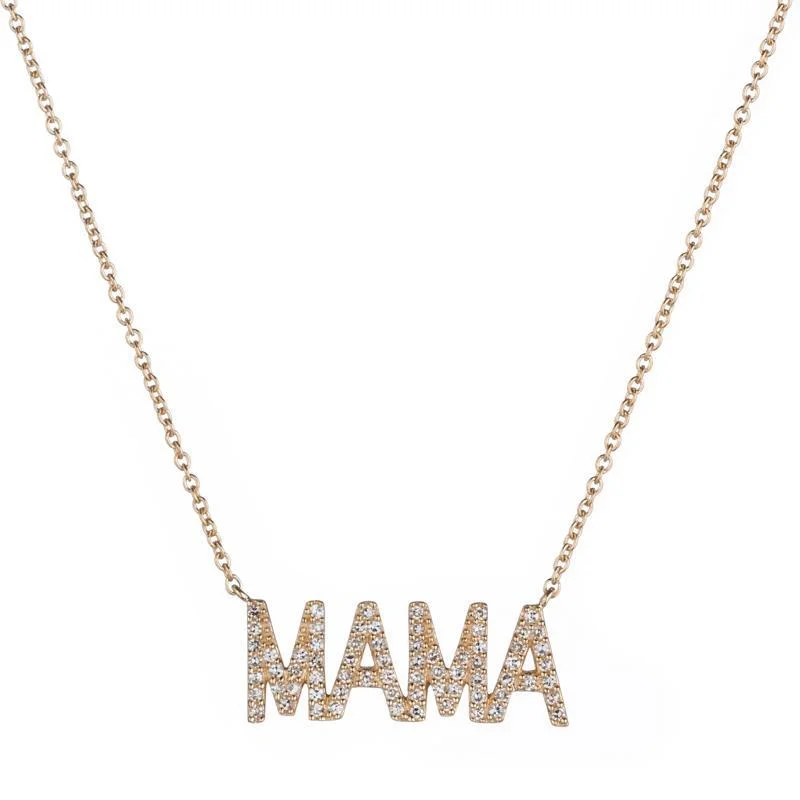 Shop Stylish Jewelry Now And Save Big Diamond Pavé MAMA Necklace, 14k