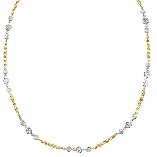 Huge Savings On Timeless Jewelry Collections Diamond Station Necklace in 14K Two Tone Gold Huge Savings On Timeless Jewelry Collections Diamond Station Necklace in 14K Two Tone Gold