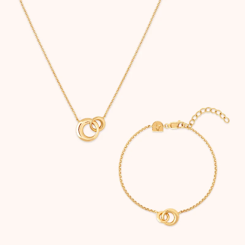 Romantic Heart-Shaped Jewelry For Special Gifts Dome Link Gift Set in Gold
