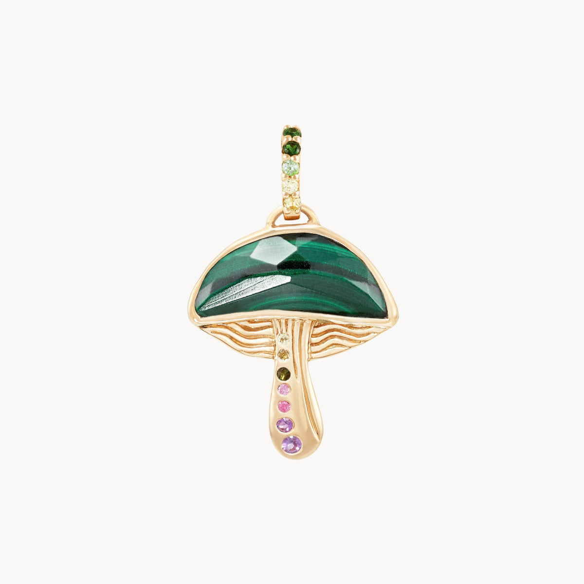 Bohemian-Inspired Jewelry For Free-Spirited Fashion forest seeker mushroom charm - 10k yellow gold, malachite Bohemian-Inspired Jewelry For Free-Spirited Fashion forest seeker mushroom charm - 10k yellow gold, malachite
