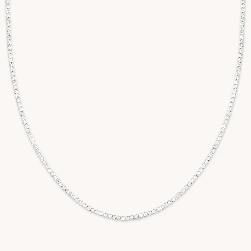 Luxury Jewelry At Unbeatable Discounts Gleam Tennis Chain Necklace in Silver