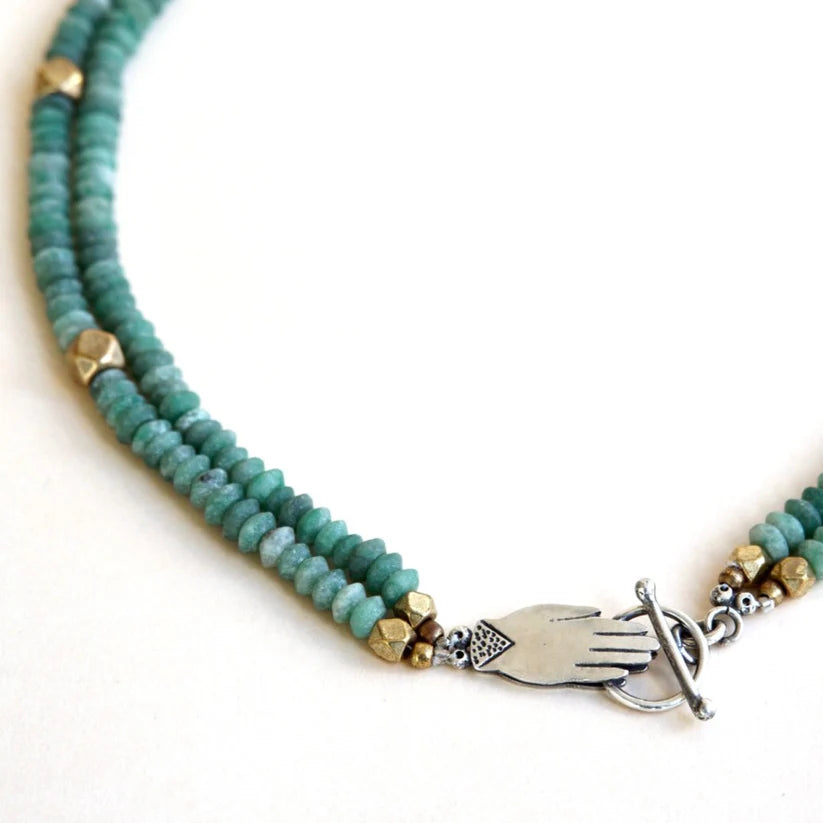 Grab Your Favorite Jewelry At The Lowest Prices Holding Hands Necklace - Oxidized Sterling Silver + Jade Gemstone Beads
