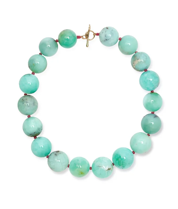 Exclusive Jewelry Sale Event – Shop Now Jumbo Chrysoprase, Ruby & 14k Gold Necklace