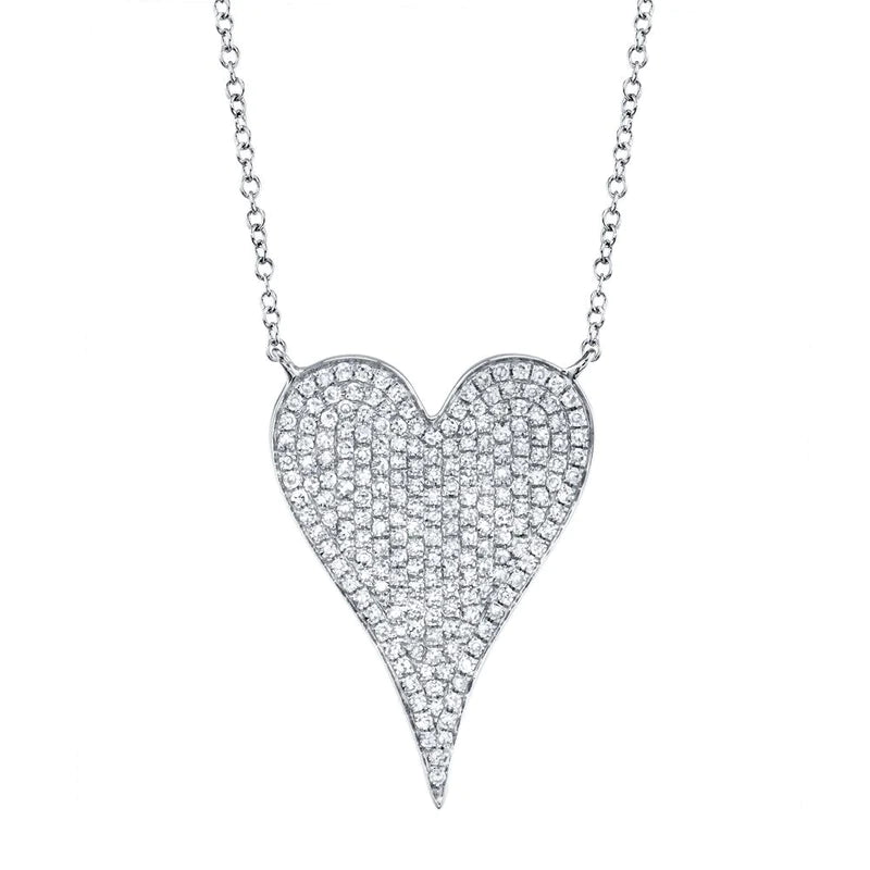 Waterproof Stainless Steel Jewelry For Lasting Beauty Shy Creation 'Amor' Pave Diamond Heart Necklace - Medium Waterproof Stainless Steel Jewelry For Lasting Beauty Shy Creation 'Amor' Pave Diamond Heart Necklace - Medium
