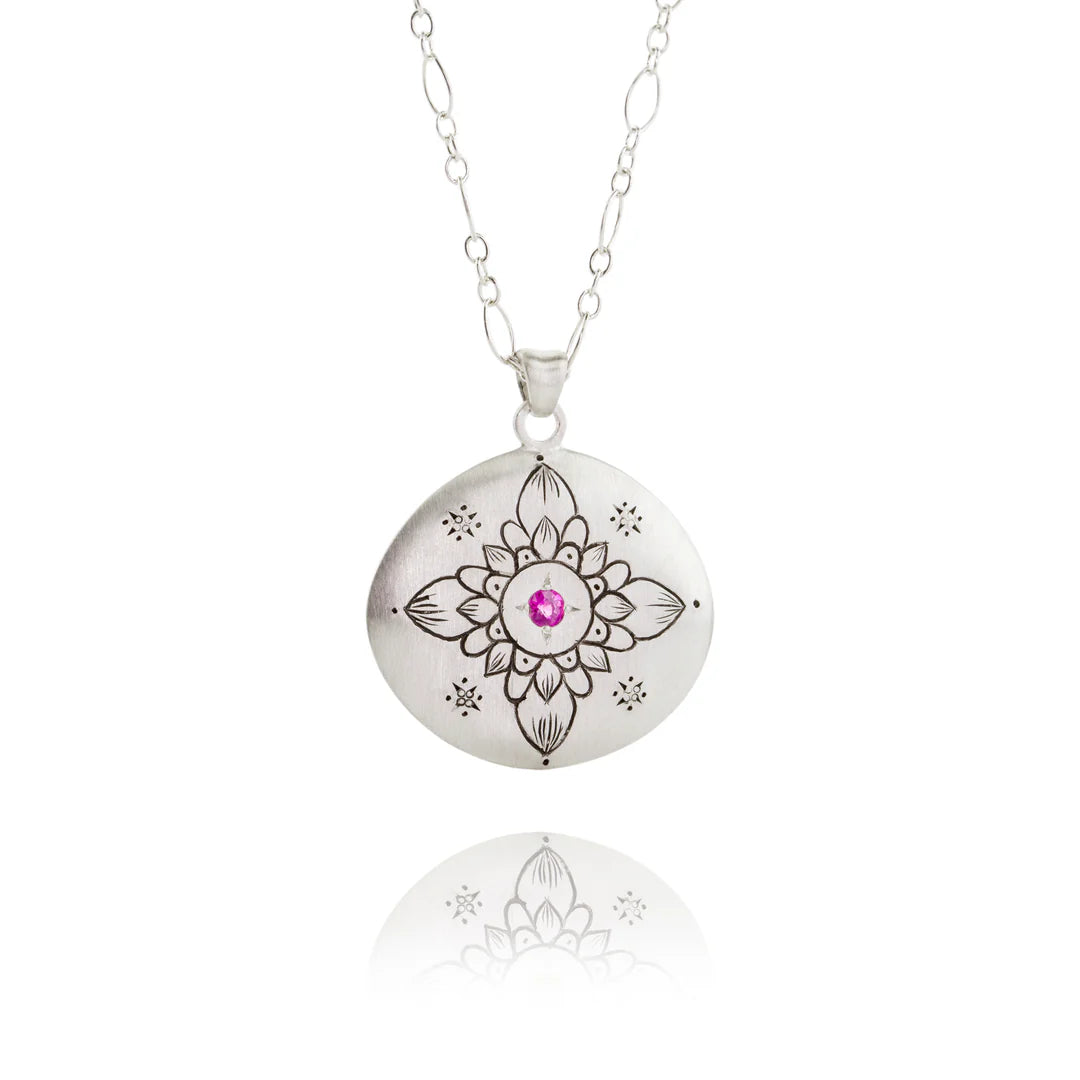Limited-Stock Jewelry Sale – Once It's Gone, It's Gone Lotus Pendant - Pink Sapphire + Sterling Silver