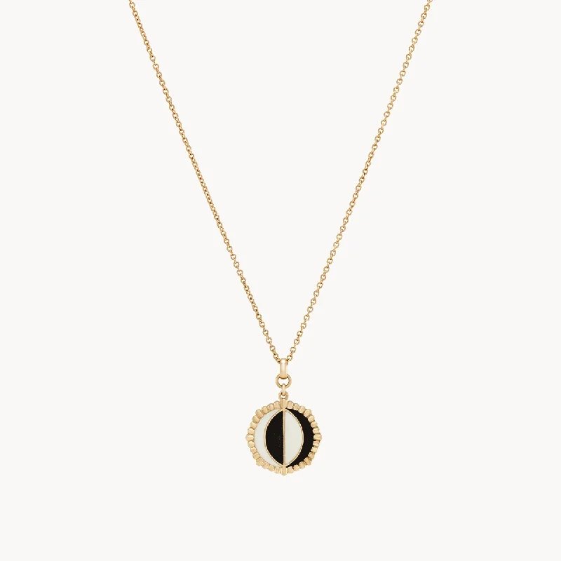 Chic, Trendy, And Affordable Jewelry Sale moon phase reversible enamel necklace - 14k yellow gold Chic, Trendy, And Affordable Jewelry Sale moon phase reversible enamel necklace - 14k yellow gold