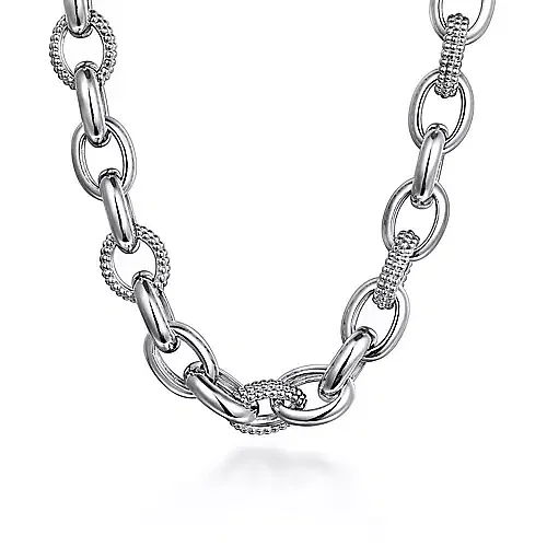Discounted Jewelry For A Glamorous Look Oval Link Chain Necklace in Sterling Silver
