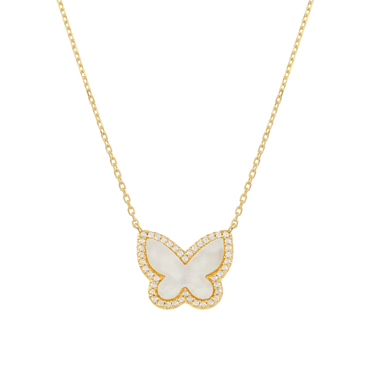 Premium Jewelry Now Available At Special Discounts Pavé Mother of Pearl Butterfly Necklace Premium Jewelry Now Available At Special Discounts Pavé Mother of Pearl Butterfly Necklace