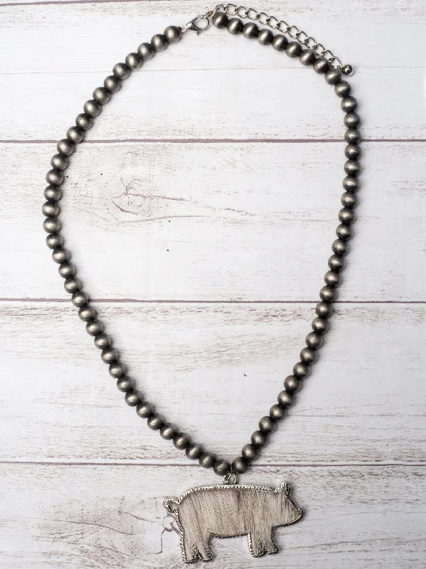 Timeless Jewelry Styles At Wallet-Friendly Prices RAISED IN A BARN WHITE COWHIDE SHOW PIG PENDANT NAVAJO PEARLS NECKLACE Timeless Jewelry Styles At Wallet-Friendly Prices RAISED IN A BARN WHITE COWHIDE SHOW PIG PENDANT NAVAJO PEARLS NECKLACE