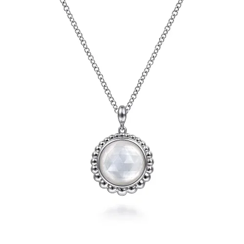 Shop Stylish Jewelry Now And Save Big Rock Crystal and White MOP Pendant Necklace in Sterling Silver