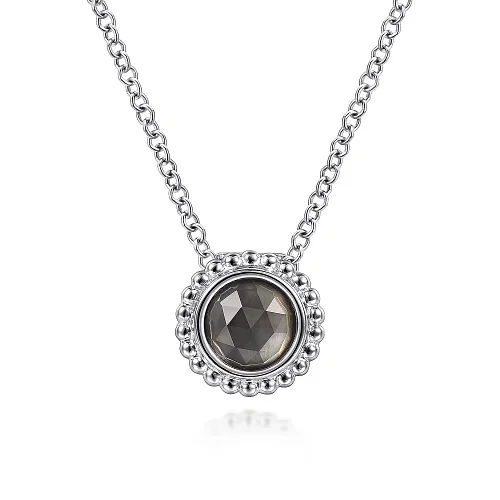 Fashion-Forward Jewelry At Incredible Prices Rock Crystal Black MOP Pendant Necklace in Sterling Silver