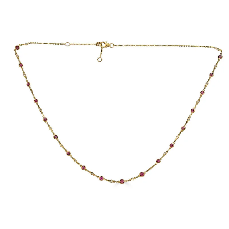 Elegant Jewelry, Affordable Luxury – Shop Now Alternating Diamond Ruby Yard Necklace