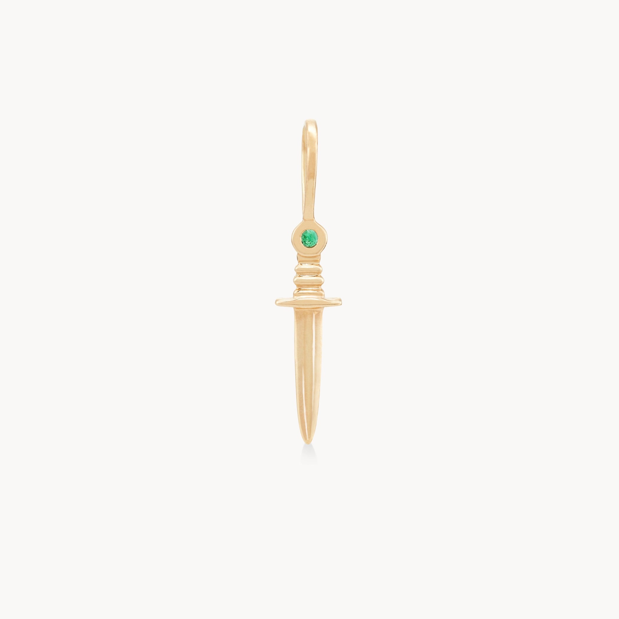 Delicate Crystal Jewelry For Sophisticated Charm small dagger charm with emerald - 10k yellow gold, natural gemstones Delicate Crystal Jewelry For Sophisticated Charm small dagger charm with emerald - 10k yellow gold, natural gemstones