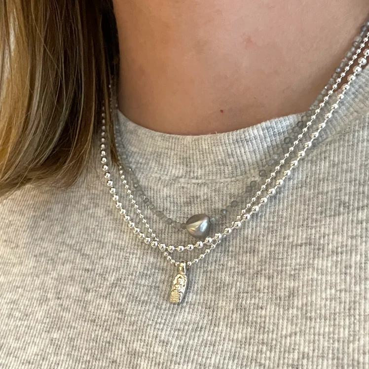 Personalized Engraved Jewelry For Meaningful Gifts Sterling Silver Ball Chain with Traditional Thai Amulet