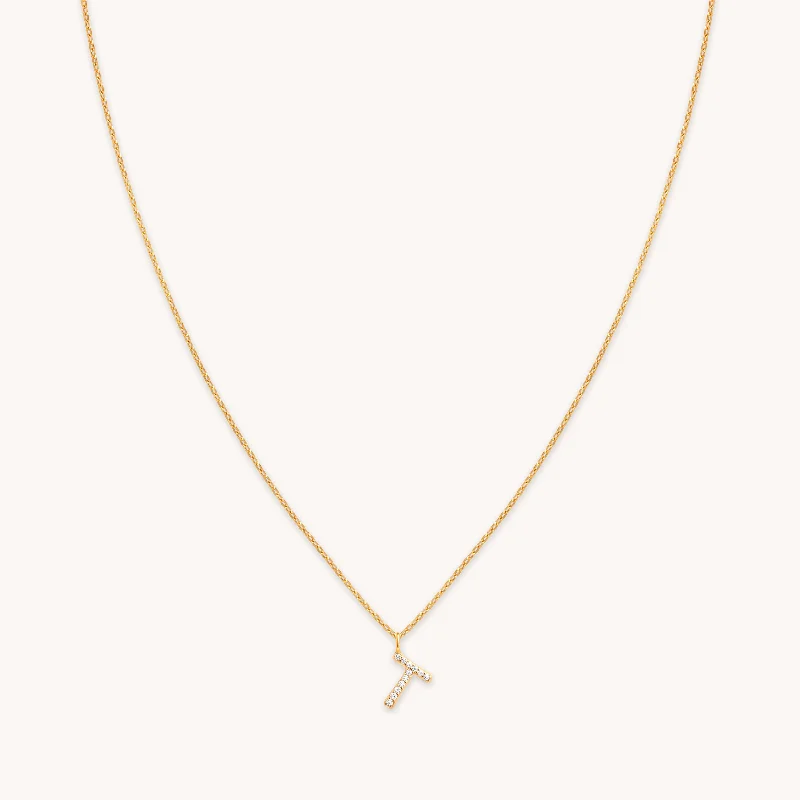 Best-Selling Jewelry Now Available At Special Deals T Initial Pavé Pendant Necklace in Gold