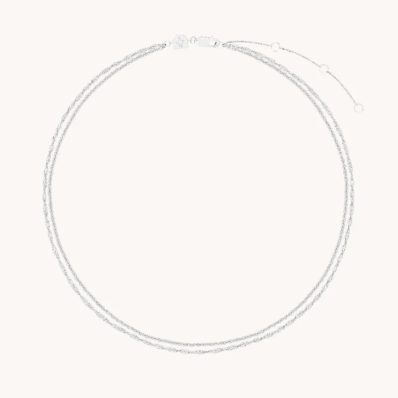 Premium Jewelry Now Available At Special Discounts Illusion Twist Double Chain Necklace in Silver Premium Jewelry Now Available At Special Discounts Illusion Twist Double Chain Necklace in Silver