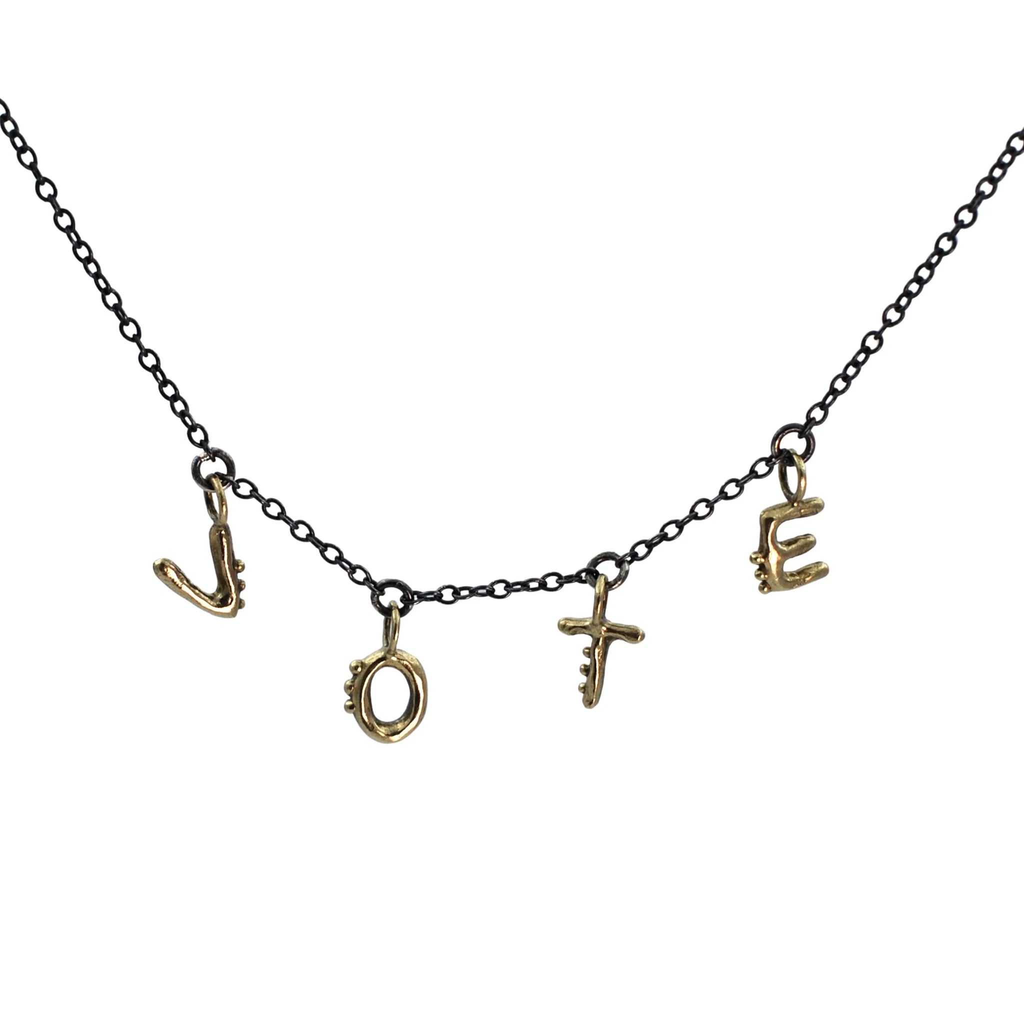 Luxury Jewelry At Unbeatable Discounts VOTE Necklace - Oxidized Silver + Brass