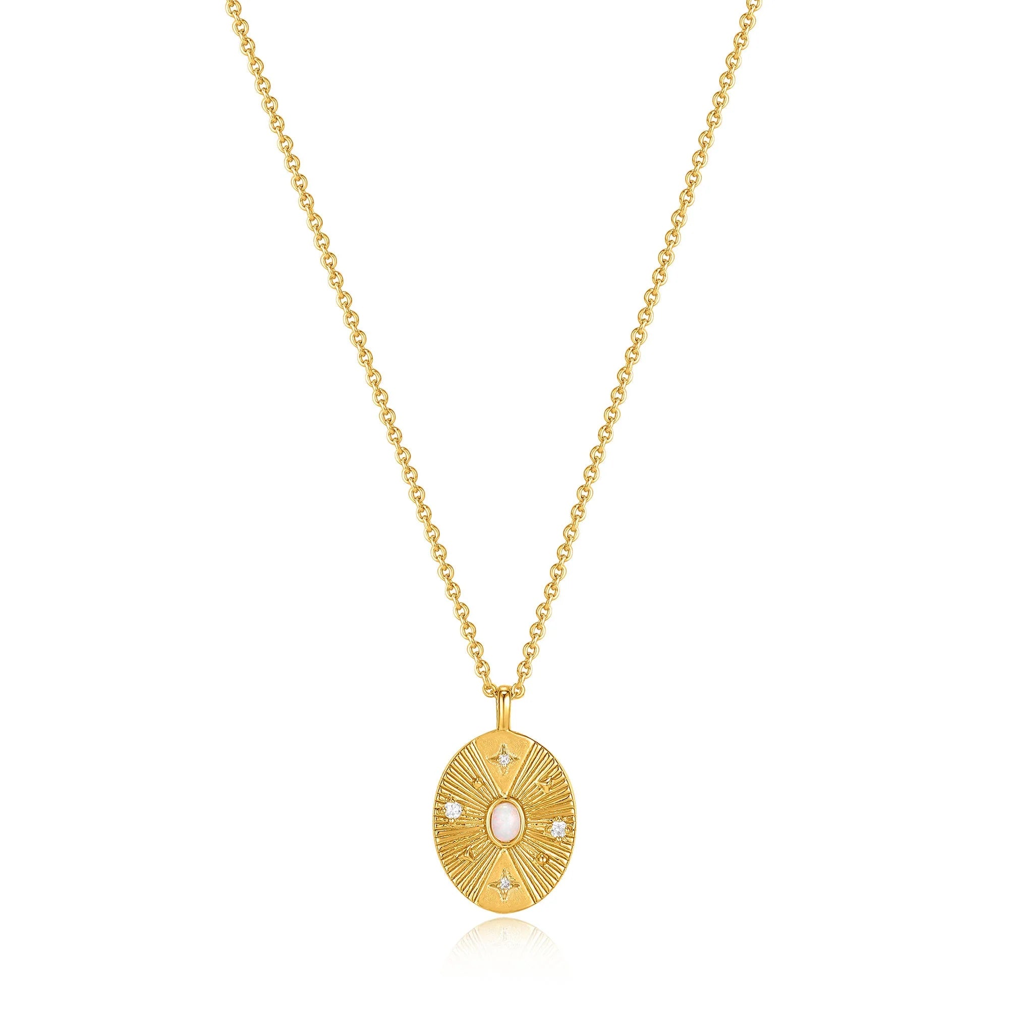 Special Jewelry Deals – Upgrade Your Collection Zoom Gold Scattered Stars Kyoto Opal Disc Necklace