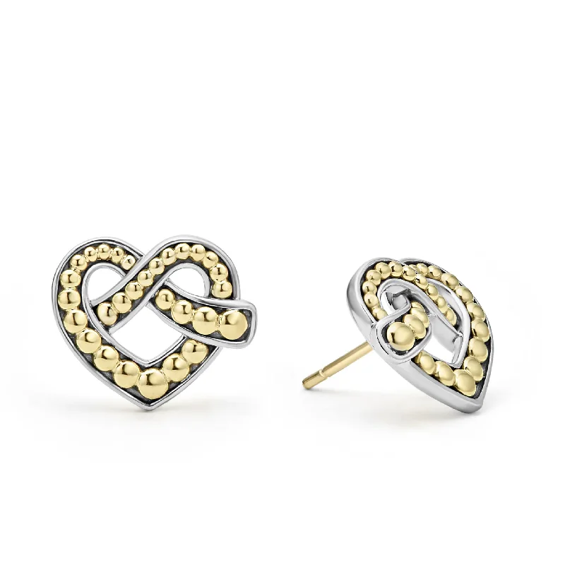 Luxury Jewelry Now At Special Promotional Rates Two Tone Heart Stud Earrings